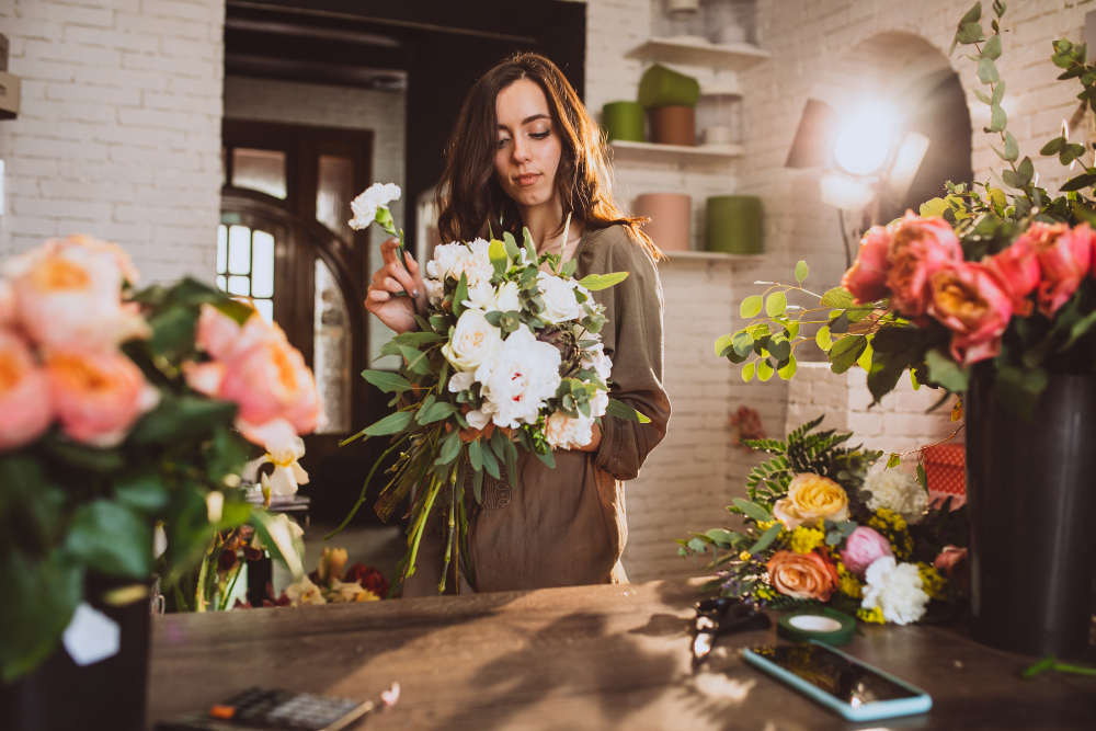 un métier, une place, ici une fleuriste